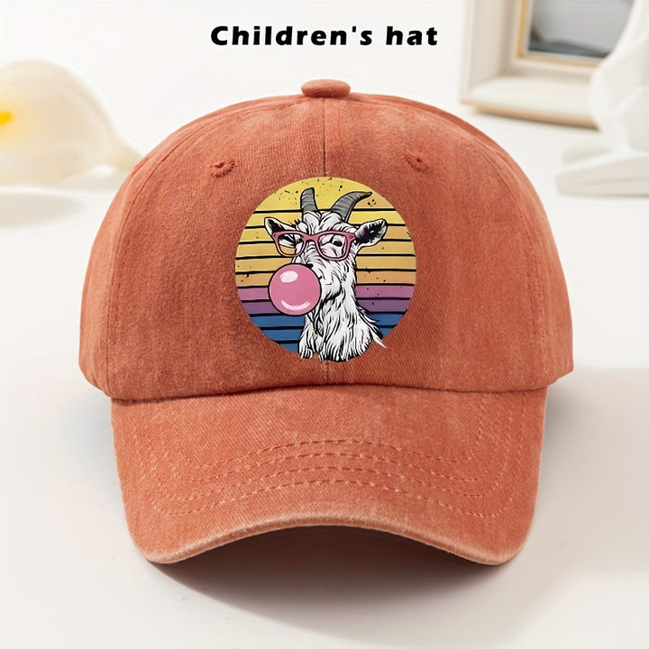 Gorra de béisbol para niños - Gorra ajustable con gráfico de cabra, borde suave y ligero para niños y niñas, ropa diaria y navideña - Gorra de béisbol fácil de limpiar para bebés, adolescentes, niños - Fiesta de cumpleaños, escuela, parque - Negro, ropa d