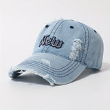 Gorra de béisbol perforada lavada para mujer, gorra casual ajustable estilo duckbill para verano