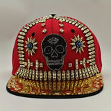 1 Gorra de Béisbol Ajustable con Calavera Brillante y Pedrería, Sombrero Fresco para Fiestas Hip-Hop, Moda al Aire Libre, Protección Solar