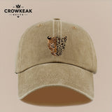 1 gorra de béisbol retro con estampado leopardo - Diseño ajustable similar al oído del cheetah, ligera y transpirable para , viajes u outfits casuales: marrón//beige claro (lavada manual)