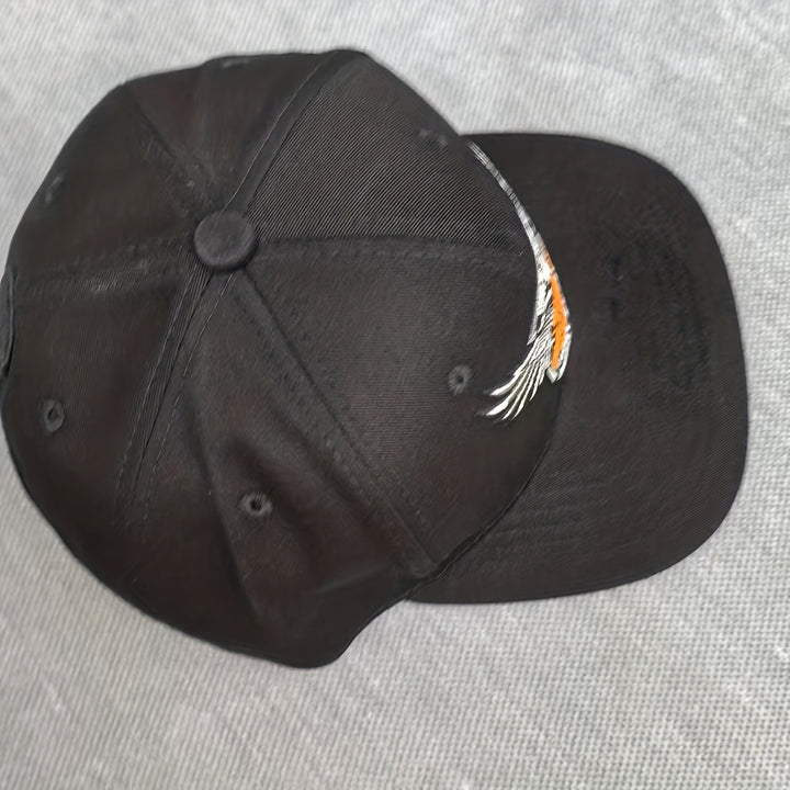 Gorra de béisbol bordada para hombre y mujer con diseño de visera - Snapback ligero y ajustable, comodidad para todas las estaciones, con bordado naranja, atuendo casual versátil para exteriores y uso diario, sombrero para exteriores, diseño divertido, so