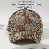 Gorra de béisbol con estampado de oso lindo inspirado en la cultura coreana para mujeres - Diseño de seis paneles transpirable, ajustable con cierre de clic, lavable a mano, accesorio de vacaciones, diseño juguetón, ajuste cómodo, moda, moda para amant...