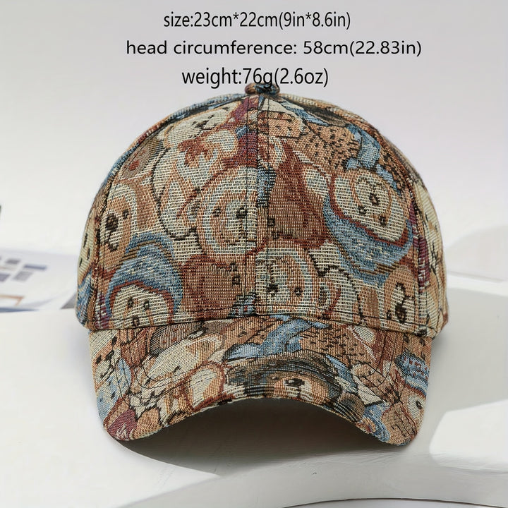 Gorra de béisbol con estampado de oso lindo inspirado en la cultura coreana para mujeres - Diseño de seis paneles transpirable, ajustable con cierre de clic, lavable a mano, accesorio de vacaciones, diseño juguetón, ajuste cómodo, moda, moda para amant...