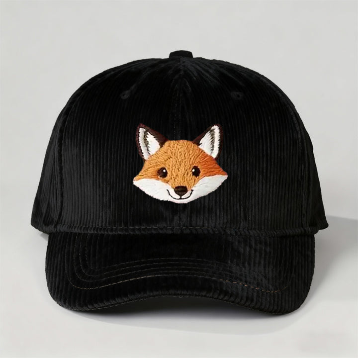 Gorra de béisbol de pana bordada con zorro - Snapback ajustable, gorra de camionero unisex transpirable con visera curva, estilo Y2K para hombres y mujeres, moda de verano, ropa casual, sombrero casual | Gorra de moda Y2K | Sombrero duradero