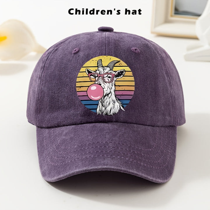 Gorra de béisbol para niños - Gorra ajustable con gráfico de cabra, borde suave y ligero para niños y niñas, ropa diaria y navideña - Gorra de béisbol fácil de limpiar para bebés, adolescentes, niños - Fiesta de cumpleaños, escuela, parque - Negro, ropa d