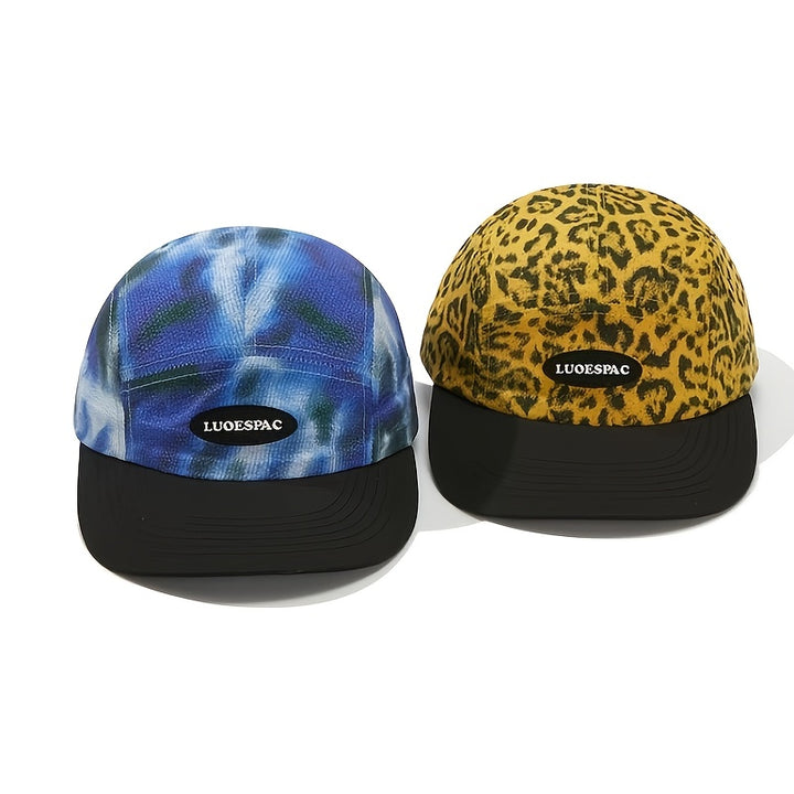 1 Sombrero de basquetbol para hombres y mujeres, secado rápido, ligero, con cierre tipo snapback, diseño audaz en tie-dye y print de leopard, sombrero casual de streetwear para días festivos y attire casual