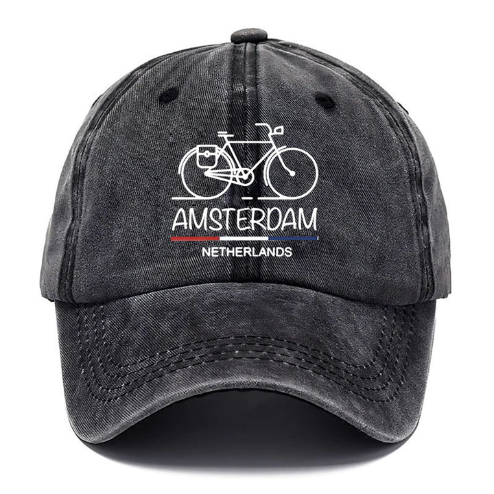 1 sombrero unisex con estampado de Ámsterdam para hombres y mujeres - Gorra ajustable, suave y transpirable con visera curva, diseño de molino de viento y canal holandés, regalo casual de temática holandesa para exteriores (talla única)