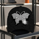 1pc Gorra de Béisbol con Estampado Brillante de Mariposa 2D - Gorra Snapback de Poliéster Completa, Ideal para Running al Aire Libre, Deportes y Estilo Urbano
