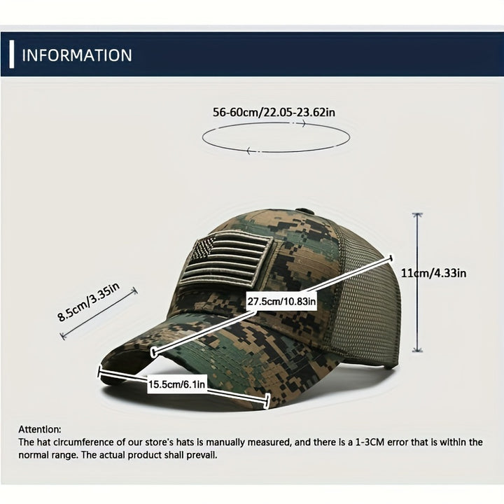 1 parche de bandera americana, gorra de béisbol tipo trucker con diseño camuflado