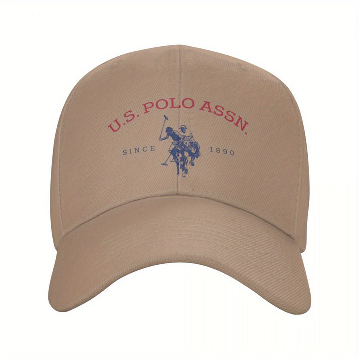 Gorra de béisbol ajustable U.S. Polo Assn. Since 1890, con protección solar, estilo deportivo clásico, 1 unidad en poliéster blanco con estampado rojo y azul, ideal para actividades al aire libre, regalo perfecto para hombres y mujeres