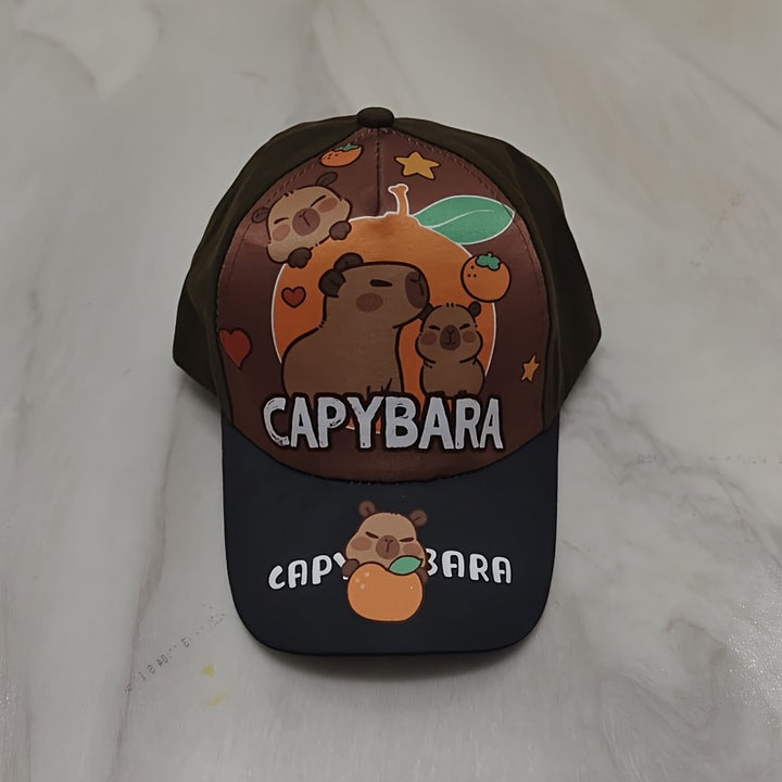 Llegada Nueva - Bonita Gorra de Béisbol con Estampado de Dibujos Animados de Capibara para Niños, Ligera Poliéster, Ajuste Elástico, Lavable a Mano, Gorro de Fiesta de Cumpleaños | Diseño Divertido | Gorra de Fibra de Poliéster
