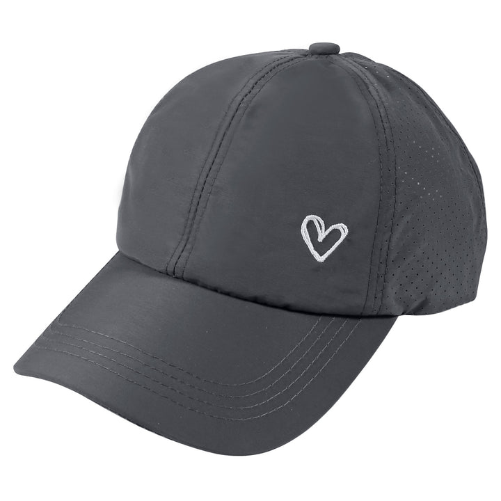 1x Gorra de Béisbol Unisex con Corazón Embroidado, Ajustable con Cierre de Snapback, Panel Estructurado y Breathable, Blanco con Opciones Negro/Gris/Negro/Rosa para Golf, Deportes al Aire Libre y Uso Casual