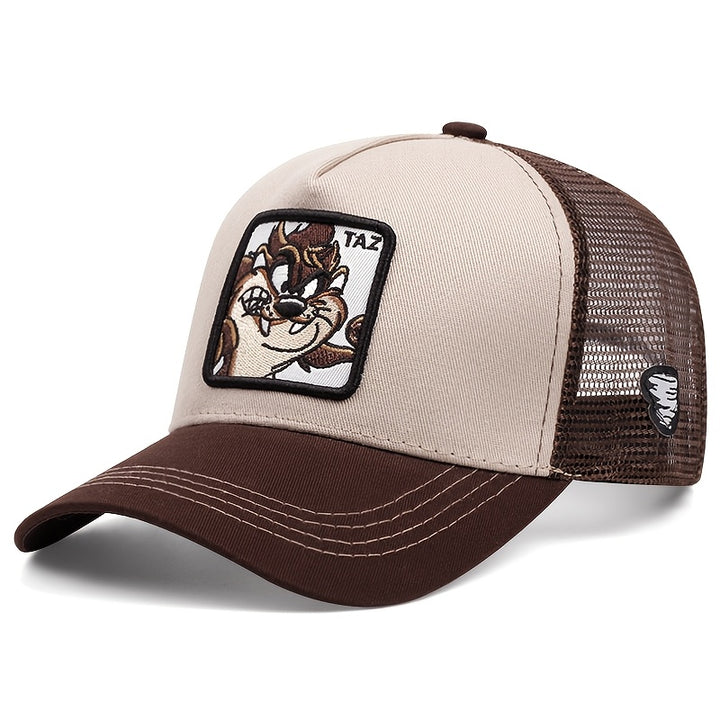 Gorras de béisbol bordadas de la serie Warner Bros, gorras de malla para eventos deportivos al aire libre, gorras estilo camionero americano, modernas y casuales