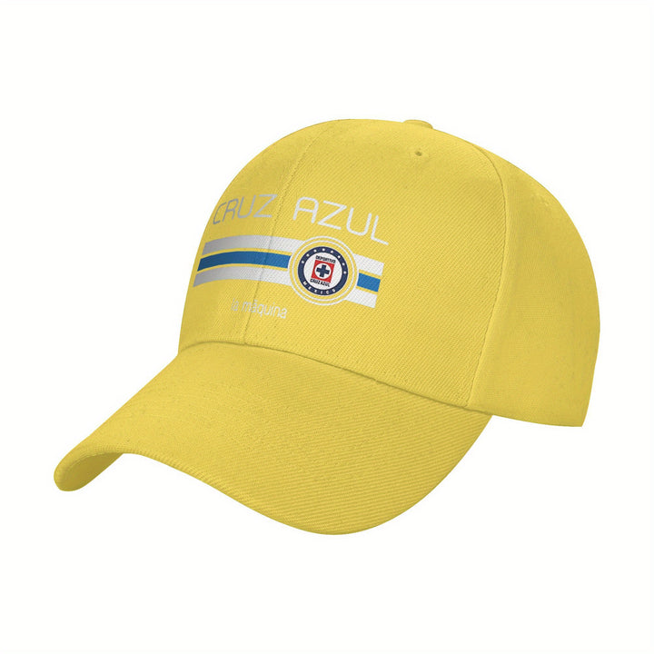 1pc Gorra de Béisbol del Club Atlético The Blue Cross - Ajustable, Gorra de Sol de Poliéster Transpirable con Visera Curva para Hombres y Mujeres, Visera Casual Y2K Ligera, Negra con Rayas Azules y Blancas, Diseño de Logo, Gorra de Sol Casual | Visera | T
