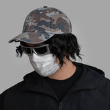 Gorra de Béisbol Estilo Japonés con Bordado de Letras y Diseño Camuflaje Desgastado para Hombres y Mujeres