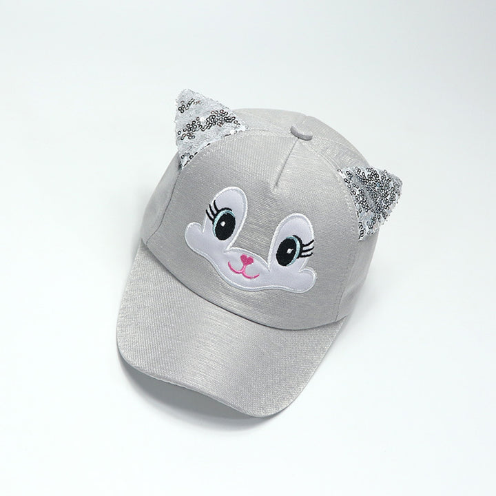 Gorra de Béisbol Bordada con Lentejuelas y Ojos Grandes para Niños - Transpirable, Ajustable, Sombrero de Sol para Niños y Niñas, Perfecta para Cumpleaños