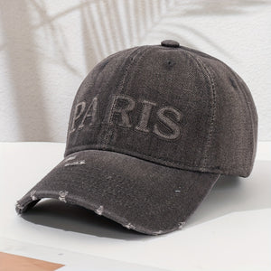 Gorra de Béisbol de Denim con Letras en Gris Claro
