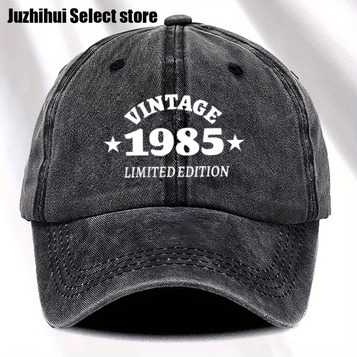 1 gorra de béisbol retro para mujer, edición limitada 1985, ajustable, ligera y desgastada, con visera curva, estilo urbano impreso, ideal para viajes, uso casual y diario