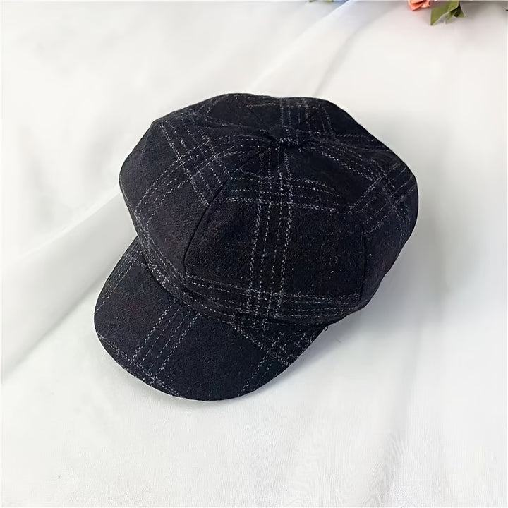 Gorra estilo newsboy vintage para adolescentes, ligera, de cuadros, ideal para otoño/invierno, perfecta para la escuela y uso casual