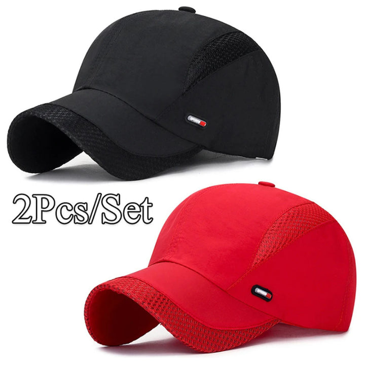 2 Piezas Gorra de Béisbol Ligera y Transpirable para Hombre - Gorra Ajustable para Deportes al Aire Libre con Visera de Pato, y Rojo con Panel Trasero de Malla, Gorra Casual | Gorra de Moda. Tejido de Tela