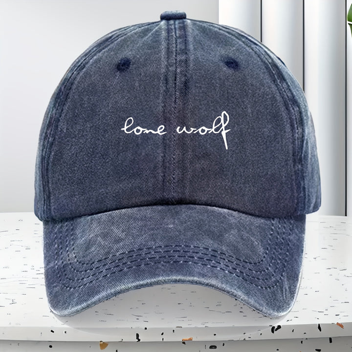 Gorra Lone Wolf - Gorra Ajustable con Cierre, Tela Transpirable para Exteriores y Deportes, Unisex (Fácil de Limpiar) - Ideal para Senderismo, Ropa Casual, Sombrero Clásico con Visera Curva, Tejido Denim, Accesorio Duradero, Perfecta para Amantes del Depo