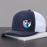 Gorra ajustable con estampado de pescado azul - Espalda de malla transpirable, gorra unisex con cierre para deportes al aire libre, pesca y festivales - Ajuste elástico, solo lavado a mano, regalo casual de primavera/verano para pescadores y amigos, ropa