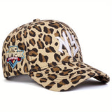 Gorra de béisbol con estampado de leopardo para mujer AR - Sombrero ajustable para protección solar en primavera y otoño, ideal para viajes, playa y fiestas, ropa casual para la cabeza | Gorra con estampado de leopardo | Poliéster tejido