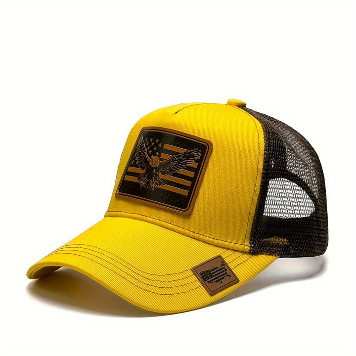 1 gorra de béisbol con diseño de bandera estadounidense, ajustable y con malla trasera transpirable para actividades al aire libre, deportes y uso casual. Ideal para regalos para fanáticos de béisbol, ropa de cabeza para exteriores, diseño deportivo, gorr