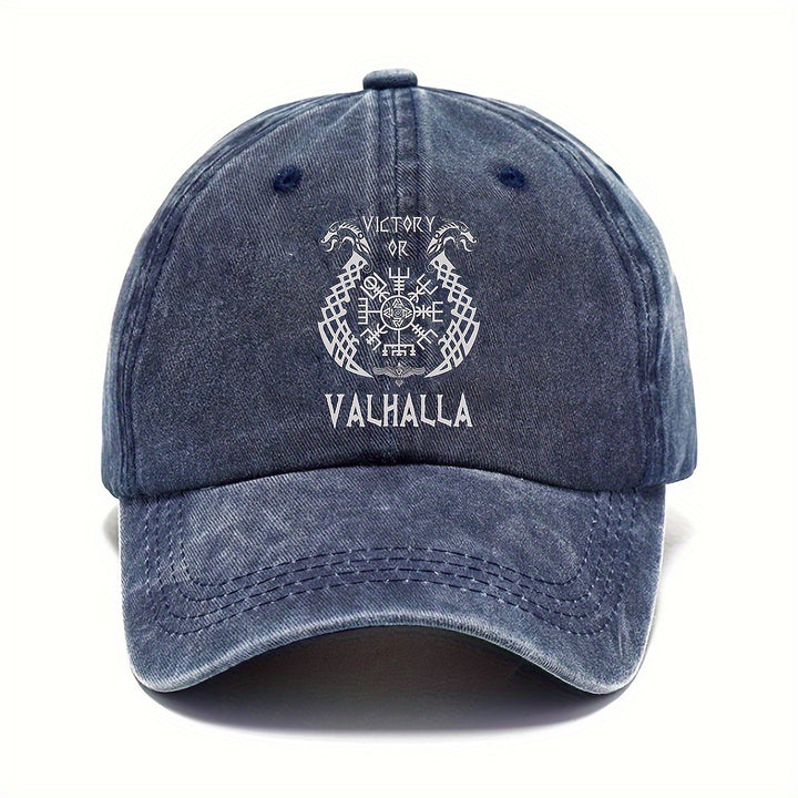 1 gorra de béisbol de algodón estilo vikingo con correa ajustable, visera precurvada y estampado geométrico, gorra de camionero de moda lavable para uso casual y deportivo