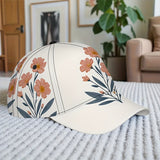 1 Gorra de Béisbol para Hombre con Estampado Floral - Ligera, Ajustable en Poliéster, Diseño Rosa/Verde Azulado, Ideal para Running, Deportes, Streetwear, Halloween, Navidad y Eventos Especiales, 2D Plana