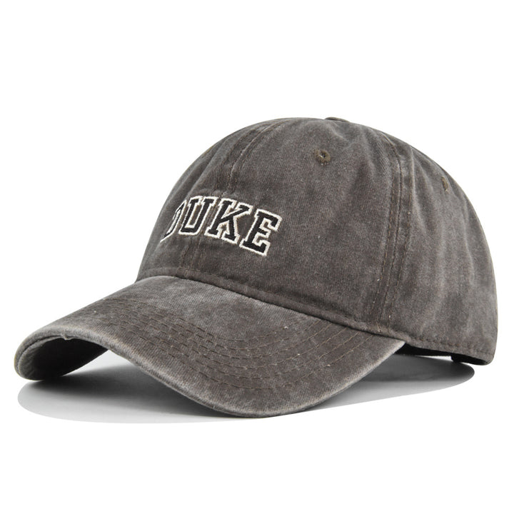 Gorra de béisbol bordada DUKE - Sombrero de sol retro lavado y envejecido, tela ligera sin elasticidad, ala curva, comodidad para todas las estaciones, estilo casual, perfecta para fútbol, deportes y actividades al aire libre