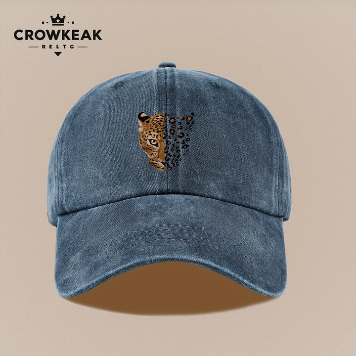 1 gorra de béisbol retro con estampado leopardo - Diseño ajustable similar al oído del cheetah, ligera y transpirable para , viajes u outfits casuales: marrón//beige claro (lavada manual)