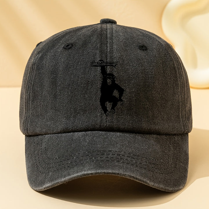 Gorra de Béisbol Retro Lavada con Estampado Gorila , Sombrero Ligero para Hombre al Aire Libre, Visera Curva Festiva, Gorra Trucker