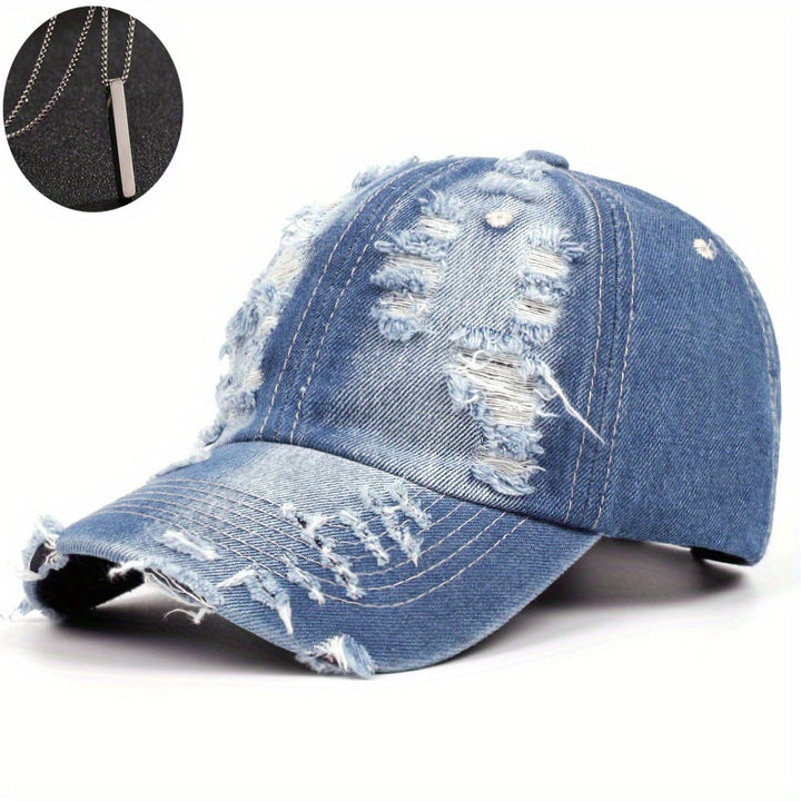 Conjunto de 2 piezas, sombrero + 'adornos', gorra de béisbol retro estadounidense lavada 2025, estilo nuevo, perforada, para hombres y mujeres, con gran tamaño de cabeza, hace que la cara se vea más pequeña.