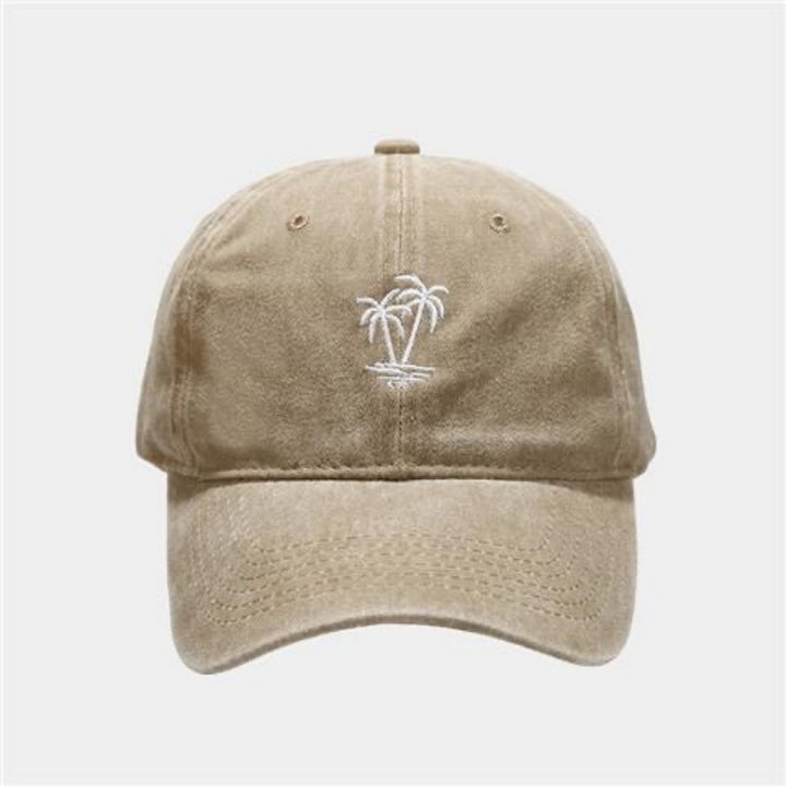 Gorra de Béisbol Retro para Hombre con Bordado de Palmera y Estilo Casual Lavado