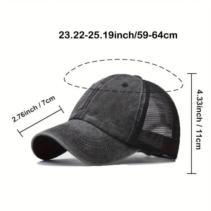 Tela. 2 piezas Extra Grandes XXL Gorras de Béisbol de Malla Negra para Hombre y Mujer - Gorras de Camionero Ligeras y Transpirables con Cierre Ajustable Snapback, Diseño Negro Lavado, Estilo Casual, Malla. Tela.