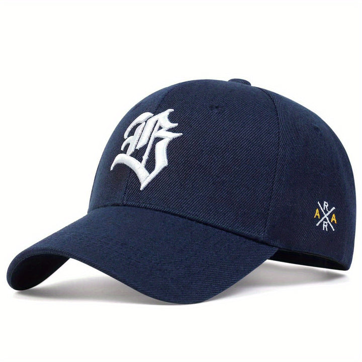 Gorra de béisbol bordada con letras de estilo gótico, visera curva para protección solar y ajustable, gorra casual transpirable para papá, sombrero deportivo para el sol para mujeres y hombres