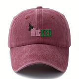 Gorra de Béisbol Unisex Estilosa y Versátil con Letras Impresas WICKED, Visera Curva Clásica Retro Lavada Ligera para Vacaciones al Aire Libre, Camping y Ocasiones Casuales, Accesorio de Viaje, Textura Resistente y Duradera