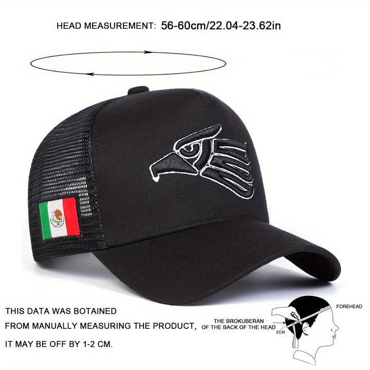 1 Gorra de Béisbol para Hombre con Bandera Mexicana Ajustable, Estilo Casual y Moderno para Viajes de Primavera/Otoño y Vacaciones en la Playa