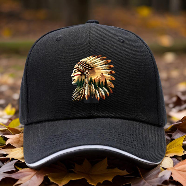 1 sombrero ajustable para camioneros con diseño de plumas de indígenas americanos - Transpirable, alta calidad, sombrero deportivo para golf, senderismo, camping, viajes y ciclismo - Unisex, estilo casual, negro, sombrero deportivo al aire libre | Accesor