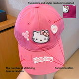 Gorra de Béisbol Ajustable con Visera de Gato Kitty de Verano Nuevo de Sanrio - Poliéster Transpirable, Gorra de Sol para Todas las Estaciones estilo Y2K, elección ideal para el Día de San Valentín, cumpleaños y regalos de fiesta