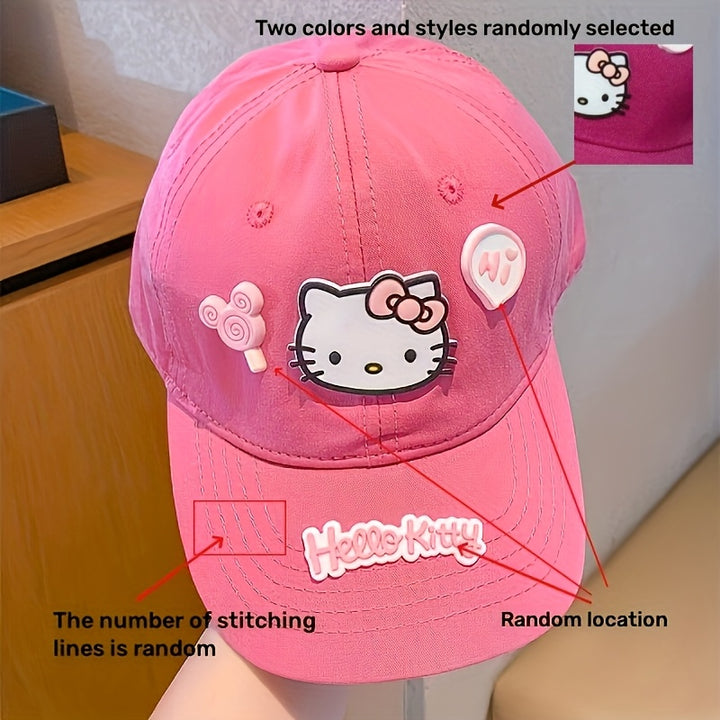 Gorra de Béisbol Ajustable con Visera de Gato Kitty de Verano Nuevo de Sanrio - Poliéster Transpirable, Gorra de Sol para Todas las Estaciones estilo Y2K, elección ideal para el Día de San Valentín, cumpleaños y regalos de fiesta
