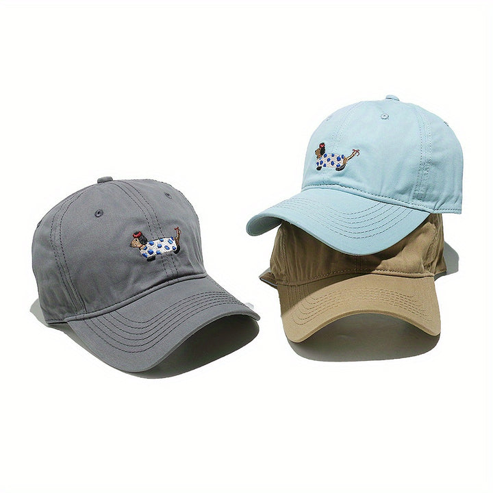 Gorra de Béisbol para Mujer - Cierre Ajustable Snapback, Sombrero Ligero y Transpirable para el Sol, Ideal para Diario, Fiestas o Escuela - Azul Pastel, Gorra con Diseño de Perrito Lindo para Amantes de los Perros, Accesorio Cómodo y Divertido, Moda Casua