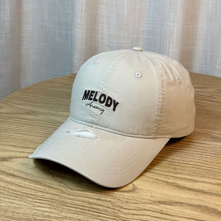 Gorra de Béisbol Unisex con Bordado de Letras - Snapback Ajustable, Poliéster Ligero, Azul Oscuro con Costura Blanca y Bordado de Melodía, Perfecta para Atuendos de Primavera y Verano, Accesorio Casual | Gorra de Béisbol de Moda | Sombrero Ligero