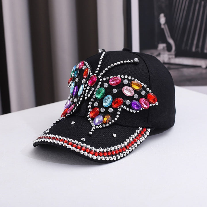 Nueva gorra de béisbol con adornos de mariposas, elegante y versátil, adecuada para actividades al aire libre, con una borde curvado, y es una gorra de papá.