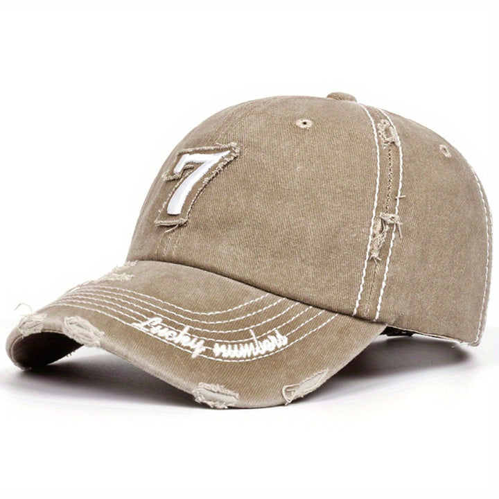 Gorra de Béisbol Casual para Hombre con Número 7 Bordado - Ligera, Ajustable para Actividades al Aire Libre, Senderismo y Regalos