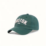 Gorra de Béisbol Bordada Boston Ajustable para Niños - Protección Solar, Sombrero Casual para Exteriores en Beige, Verde, Marrón con Visera Curva para el Día a Día y Viajes, Apta para Edades de 3-14