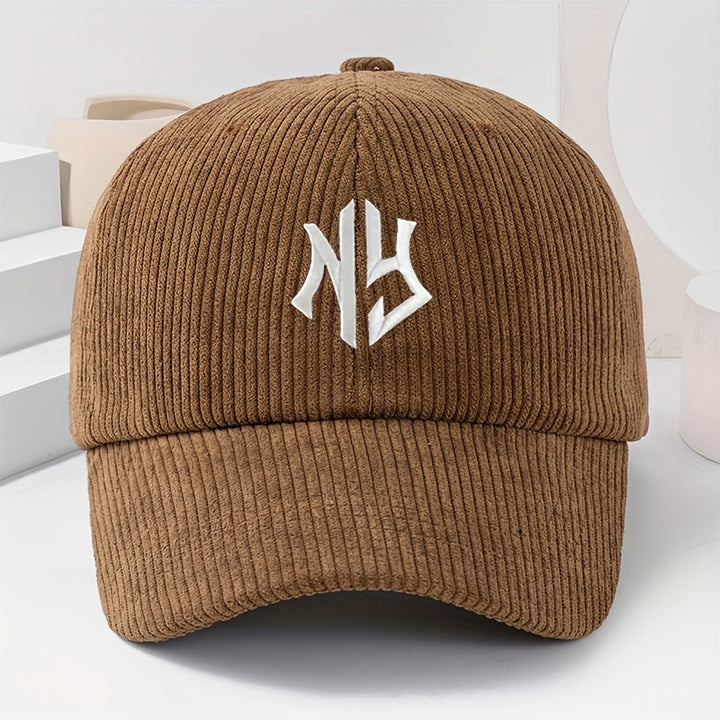 Gorra de Pana Bordada con Letras NY Unisex, Gorro Grueso y Suave para Mujer Moda Primavera-Otoño Hombres y Damas, Beanie Casual Cálido al Aire Libre Estilo Urbano Hip-Hop Talla Ajustable