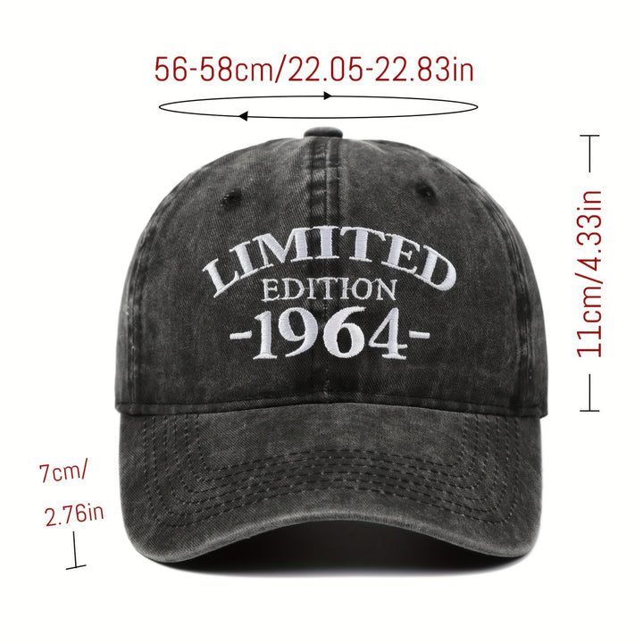 Gorra de Béisbol Bordada Edición Limitada 1964, Visera Curva Ajustable, Ideal para Uso Casual y Ocasiones Especiales como el Día de la Madre/Día del Padre, Apta para Hombres y Mujeres