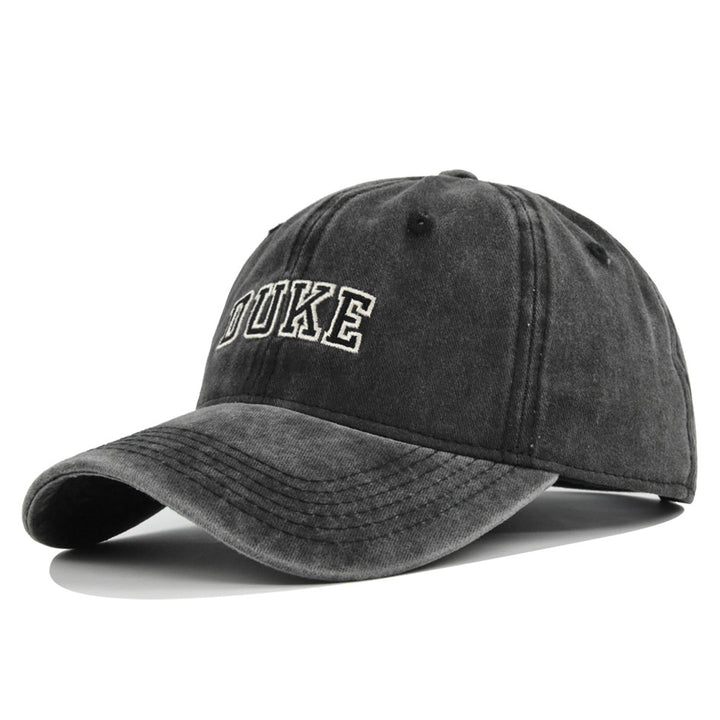 Gorra de béisbol bordada DUKE - Sombrero de sol retro lavado y envejecido, tela ligera sin elasticidad, ala curva, comodidad para todas las estaciones, estilo casual, perfecta para fútbol, deportes y actividades al aire libre